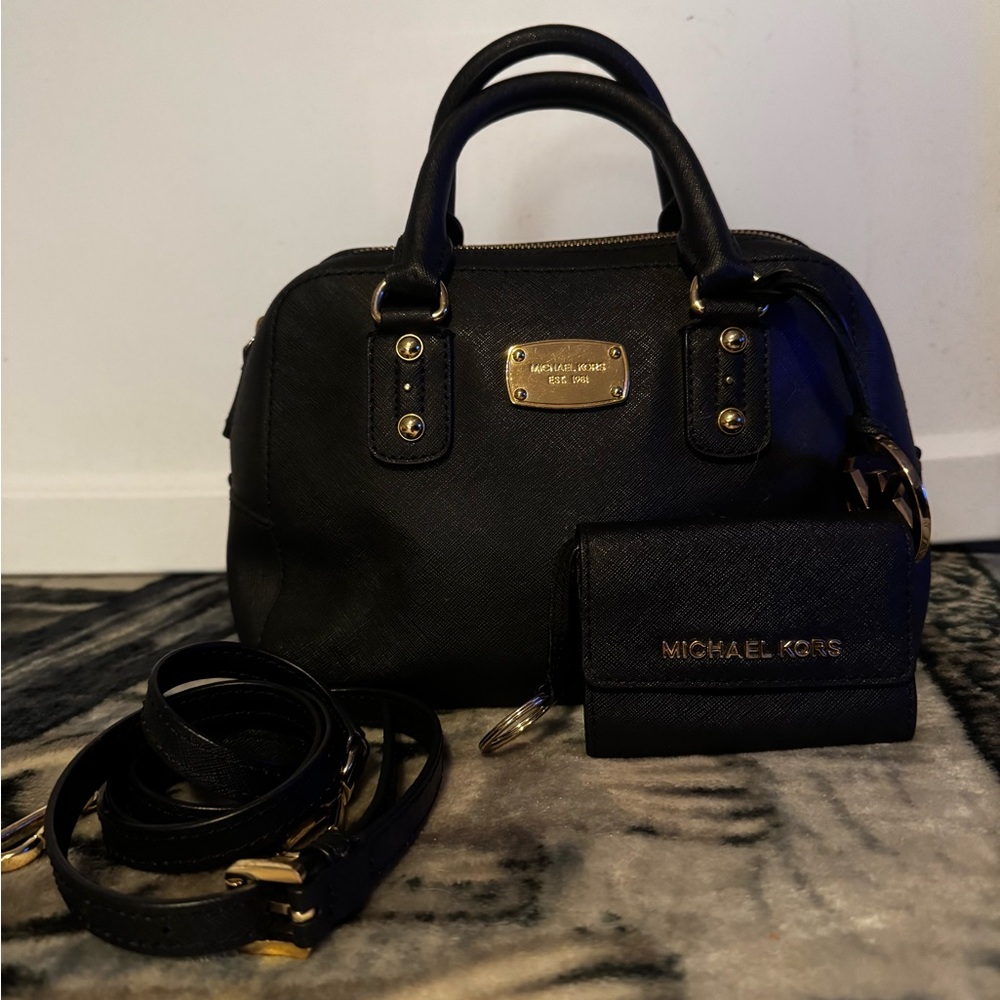 Michael Kors Black Satchel and Wallet Set
